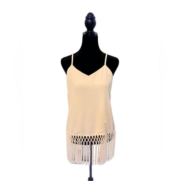 NWOT Joy Joy white tank with fringe size small - Picture 1 of 3